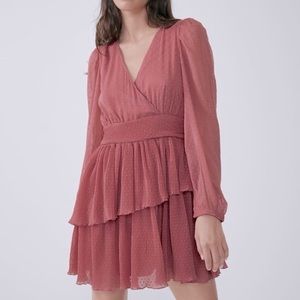 Zara Ruffled Swiss Dot Mini Dress